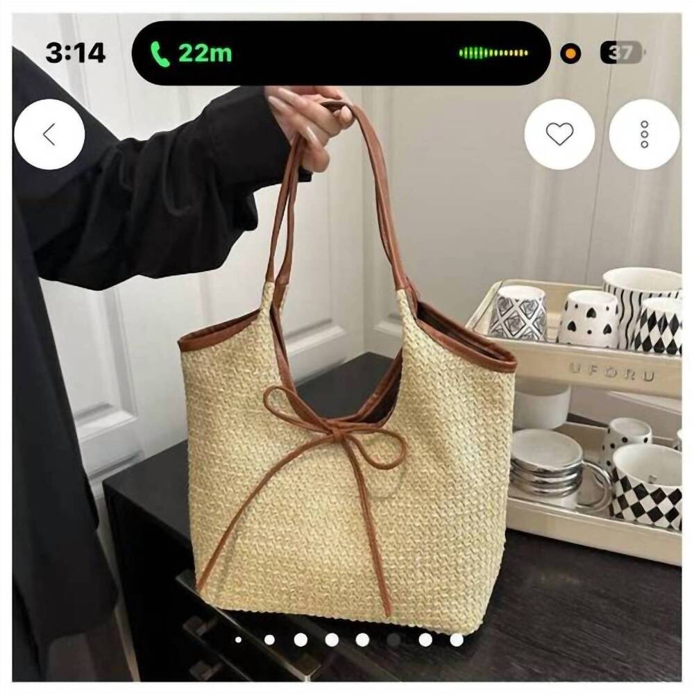 NEW UNISHE vacation straw large capacity beach bag in brown
